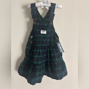NWT OshKosh B’Gosh Girls Flannel Plaid Overall Dress SIZE 3T